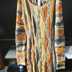 Multicolor Cable Knit Sweater Dress